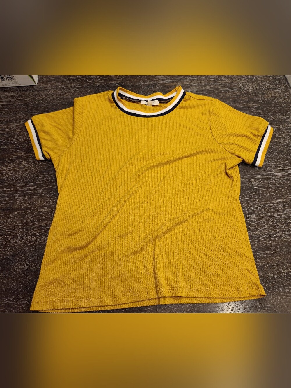 Ultra Flirt Women's Mustard Yellow Short Sleeve Ringer XL